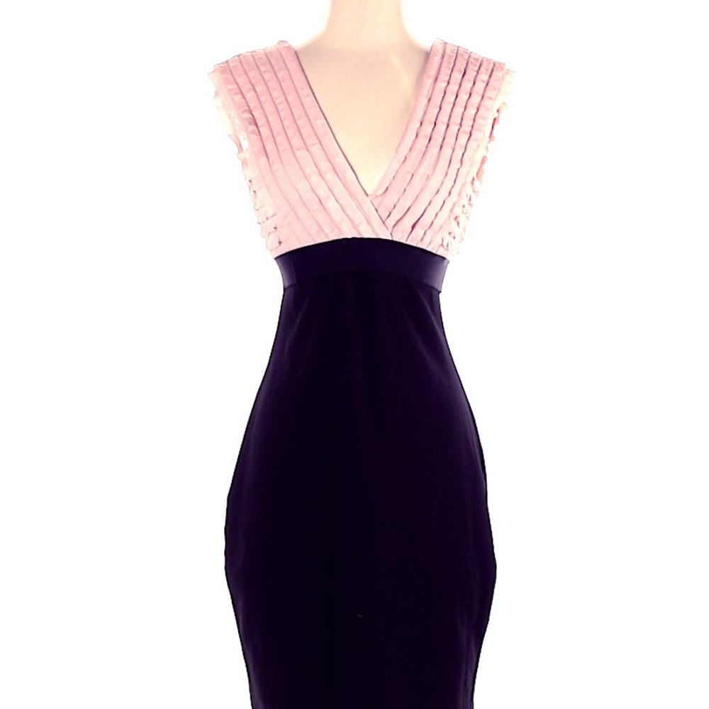 Max Studio Blush Pink Ruched Black Dress